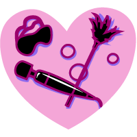 Illustration av ett hjärta med sexleksaker i