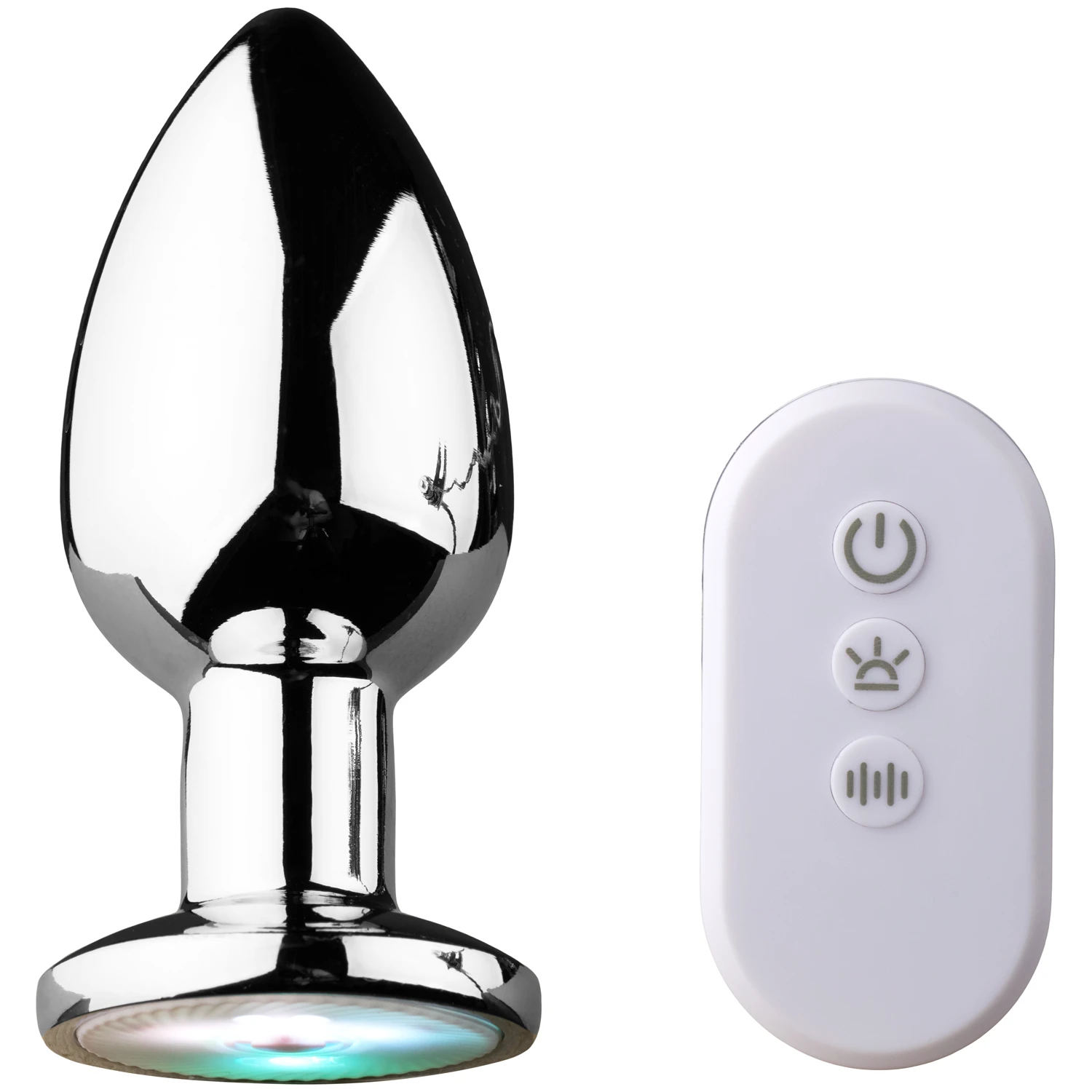 Kiotos Plug Anal Vibrant en Aluminium avec LED 8 cm var 1