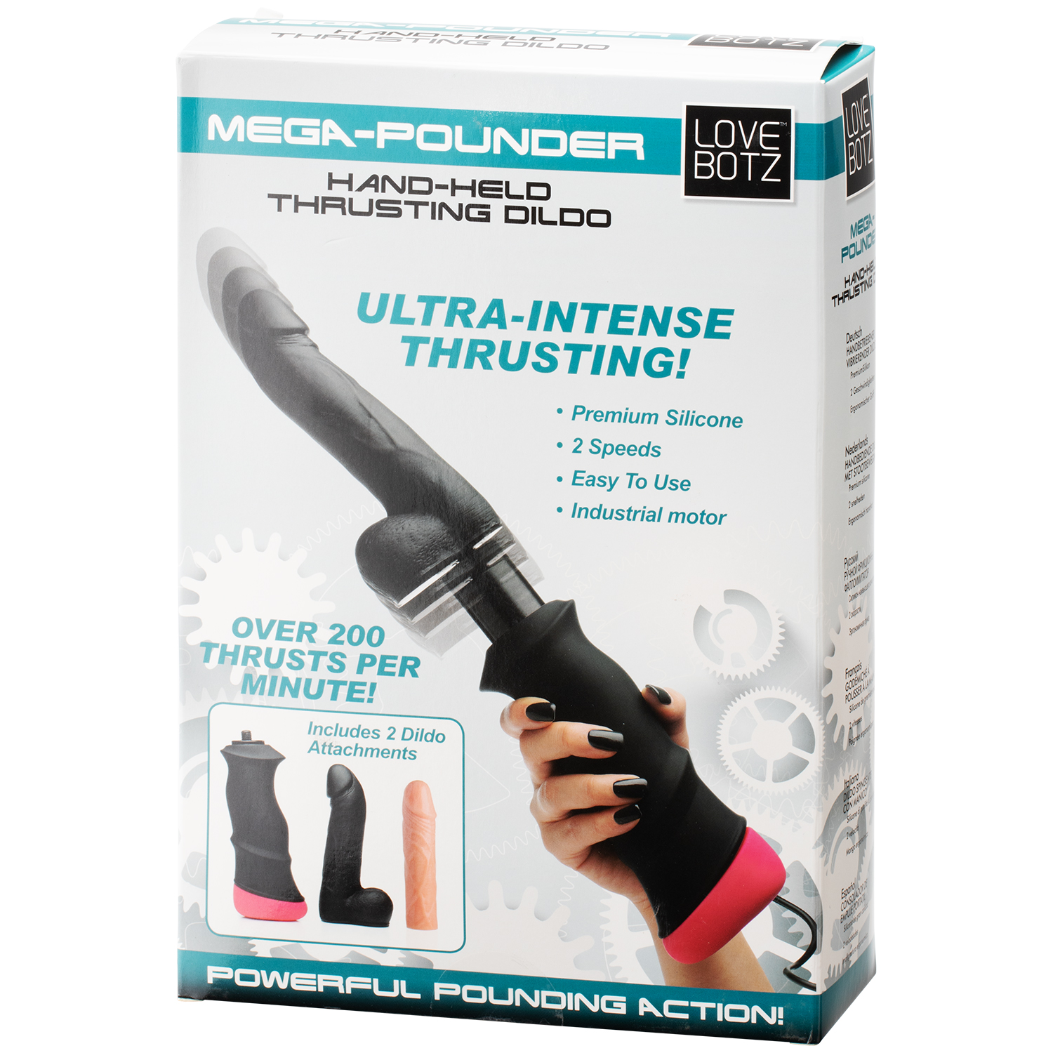 LoveBotz Mega-Pounder Handheld Thrusting Dildo - Sinful