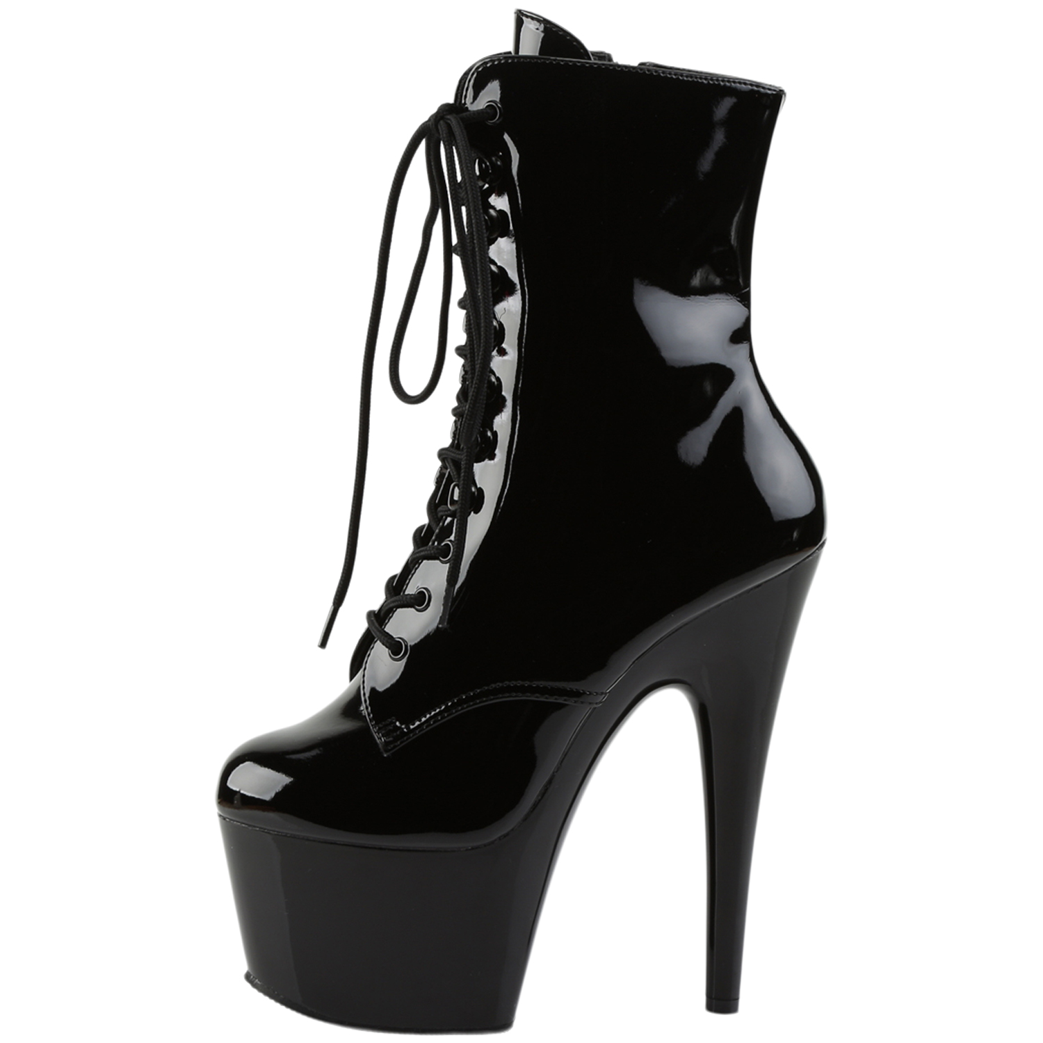 Pleaser Adore-1020 Schnürstiefelette Schwarz Lack 2