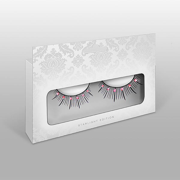 Baci Glamour Kunstige Øjenvipper med Sten Sort-Lyserød 1