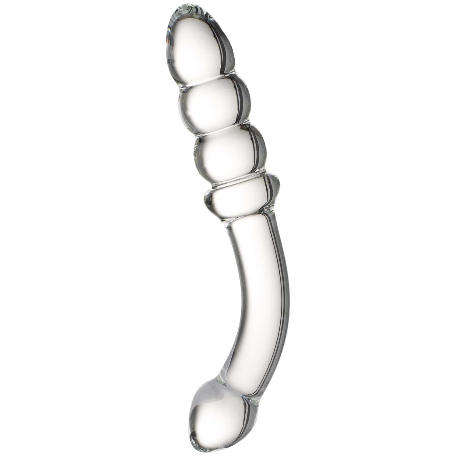 Sinful Ribbed Glas Dildo - Clear thumbnail