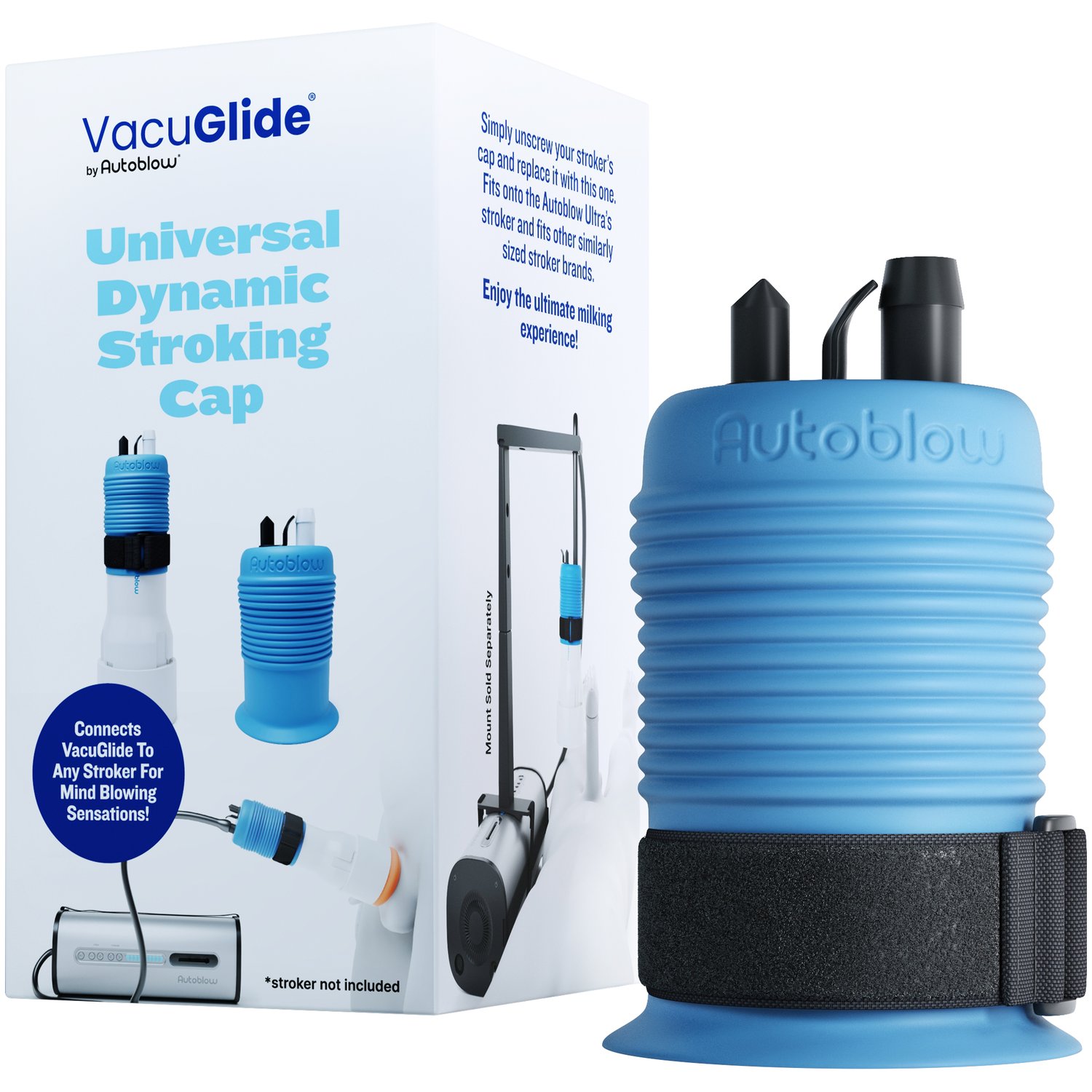 Autoblow Autoblow VacuGlide Universal Dynamic Stroking Cap Masturbaattorisovitin - Sininen
