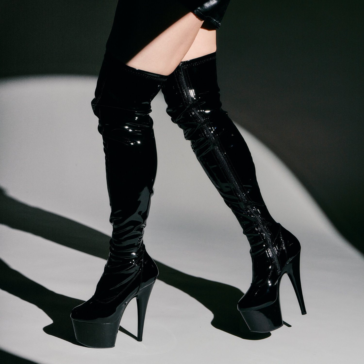 Pleaser Adore 3000 Lårhøje Støvler Sort - Sort - 43