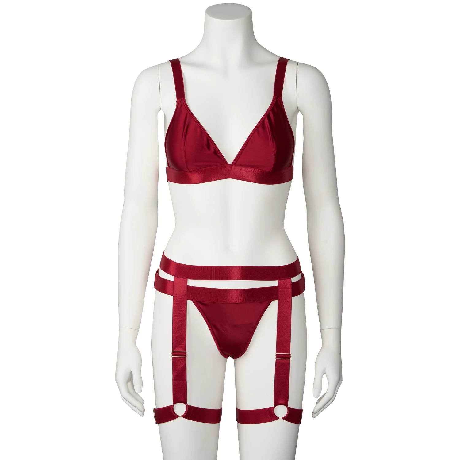 NORTIE Willow Rotes Bralette Set mit Beingeschirr var 2