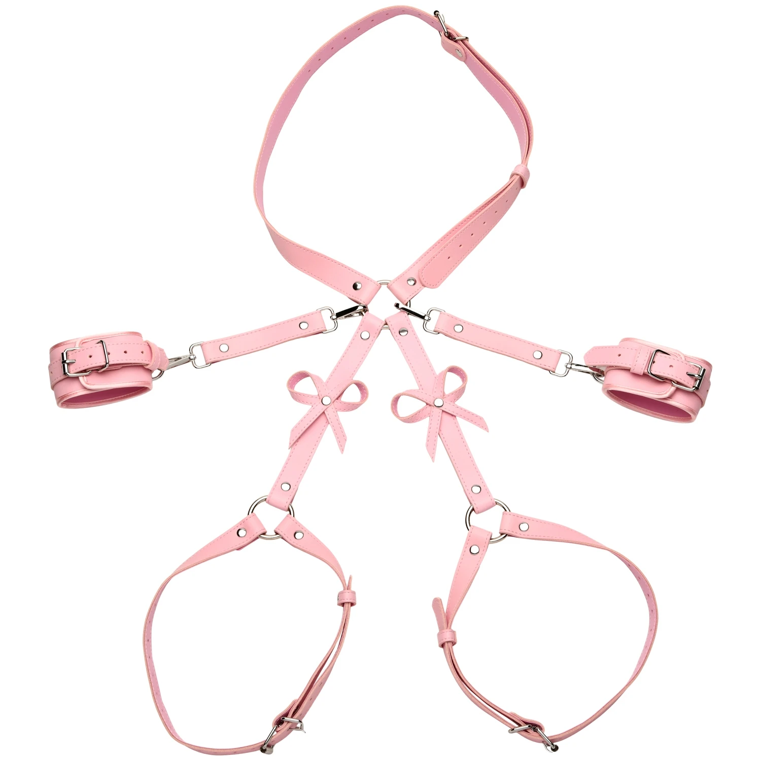 Strict Harnais de Bondage Rose avec Noeuds 1