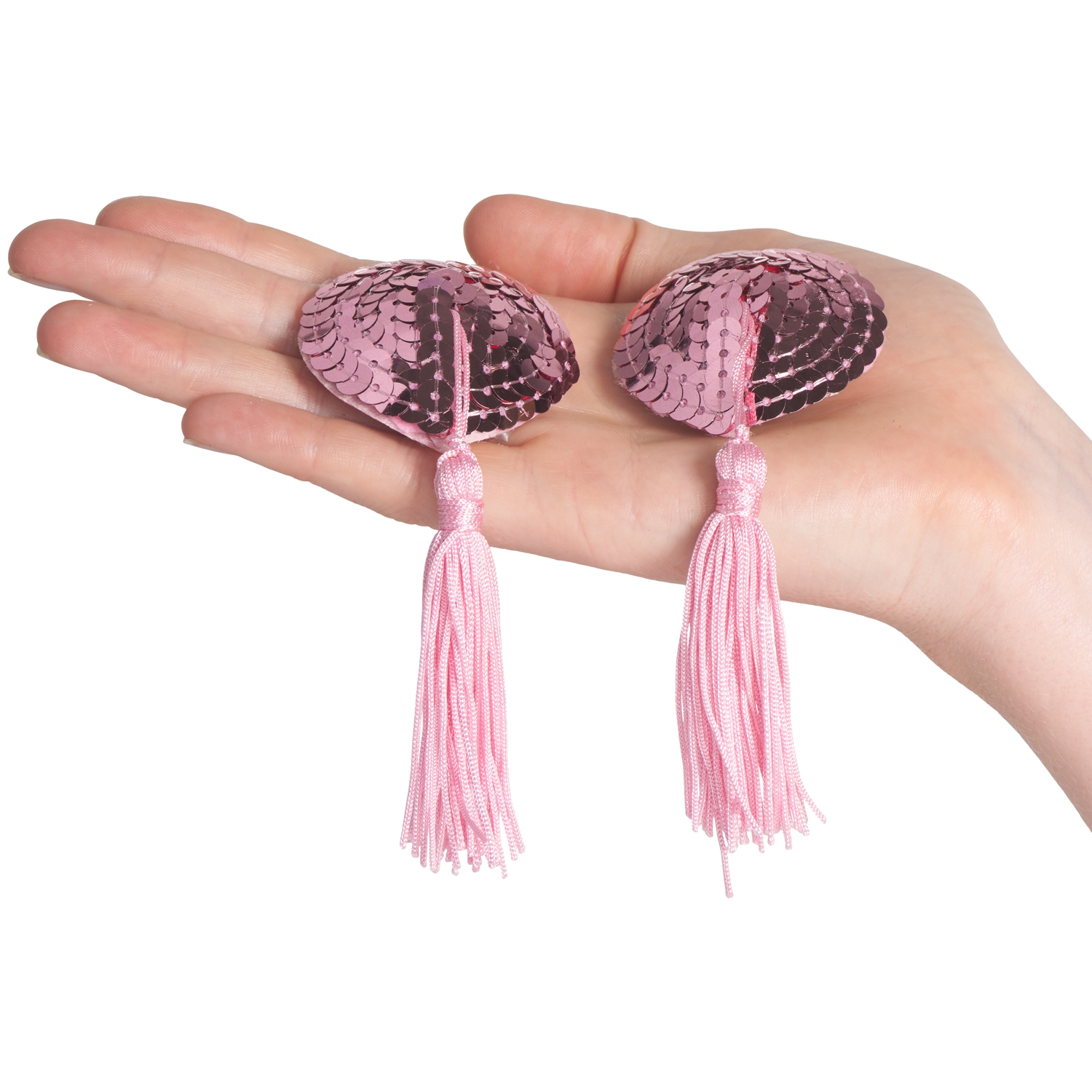 Baseks Rosa Hjärtformade Nipple Covers med Tofsar 1