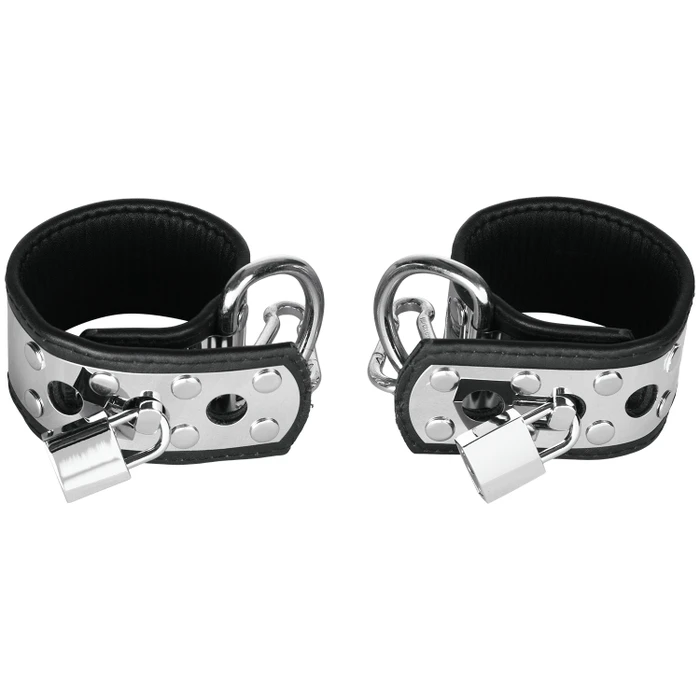 Rimba Wrist Cuffs in Leather and Metal with Padlock var 1