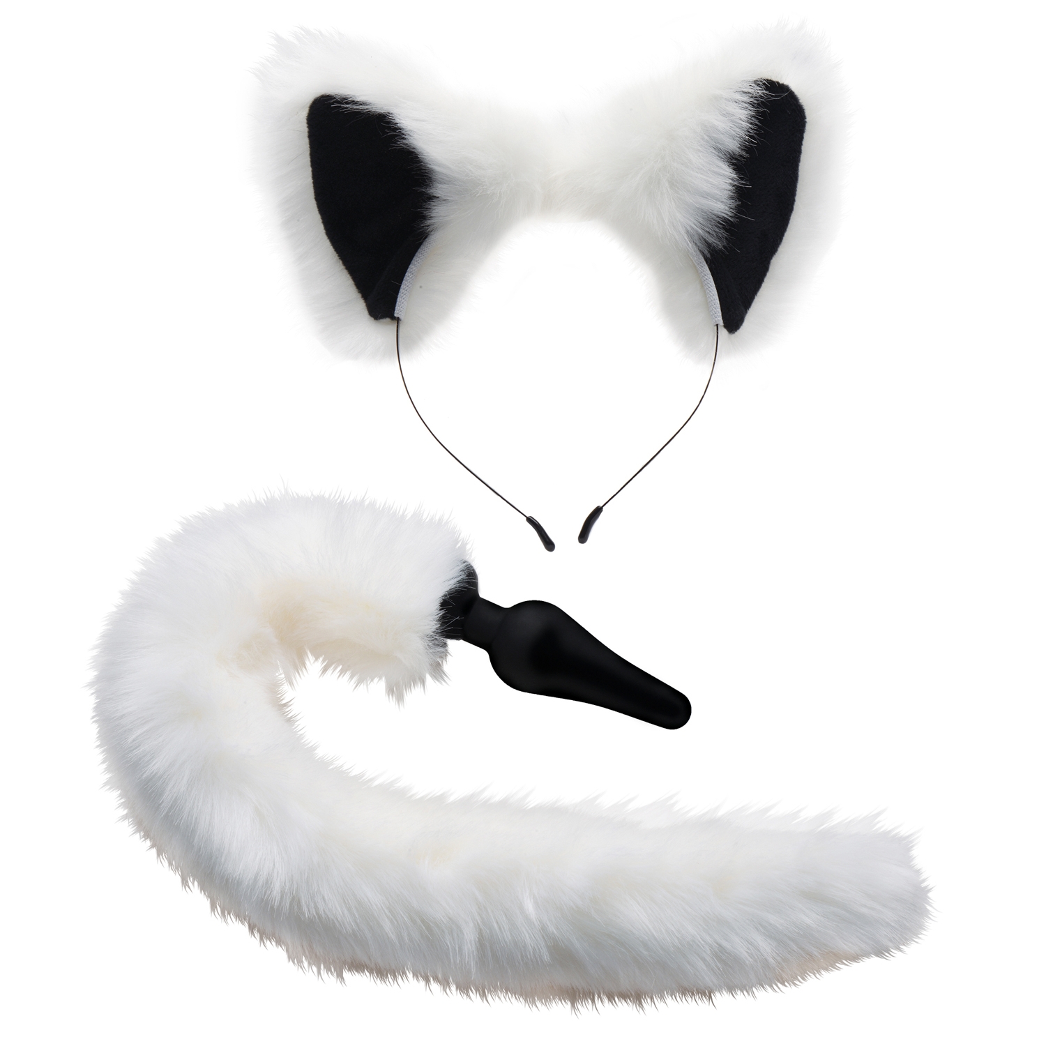 Tailz Tailz White Fox Tail Anaplugg og Ører - Hvit