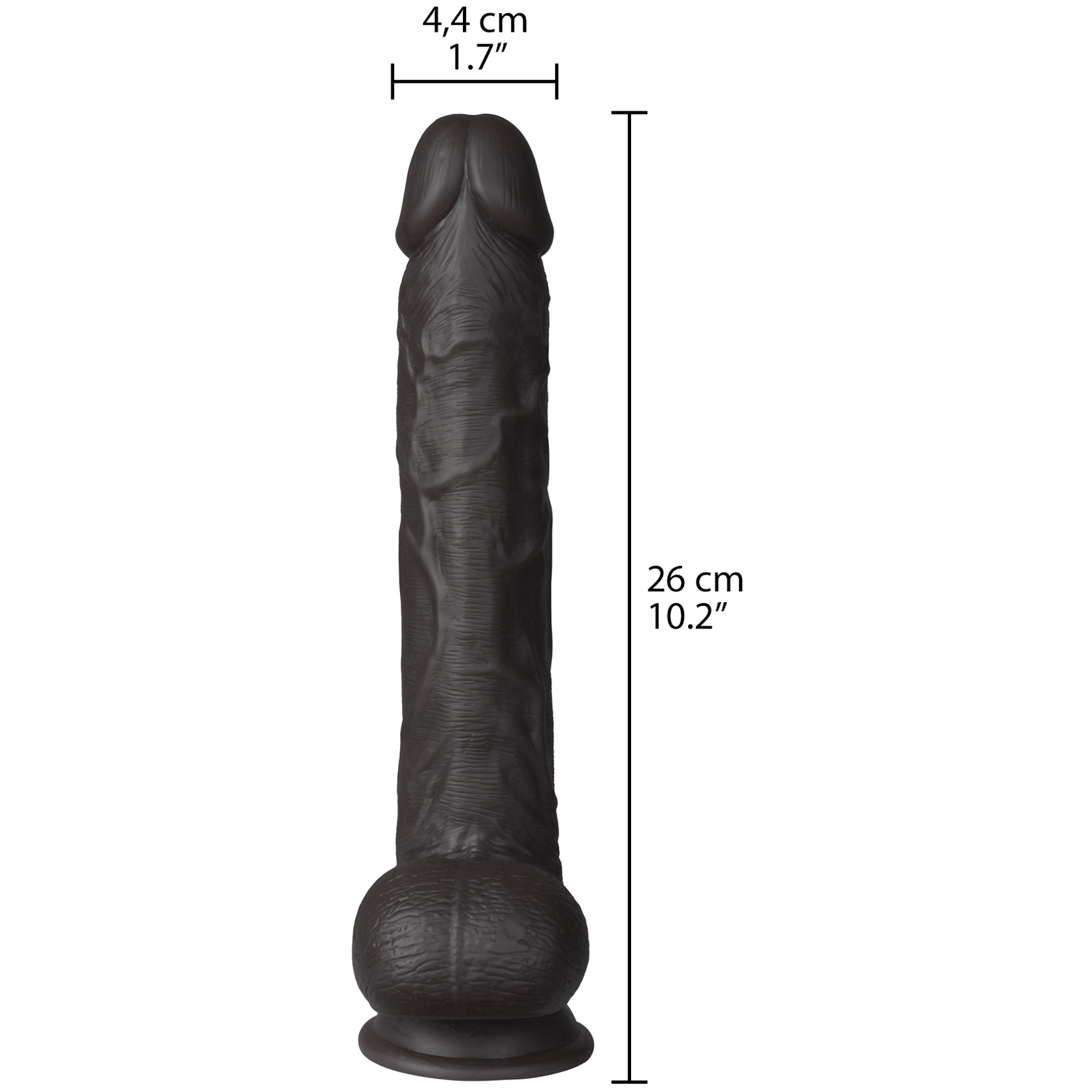 Willie City Classic Aidonkaltainen Musta Dildo Imukupilla 27 cm 1