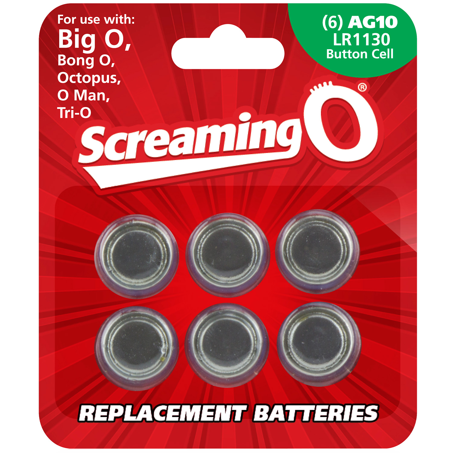 Screaming O Batterier AG10 LR1130 6-pack - Silver