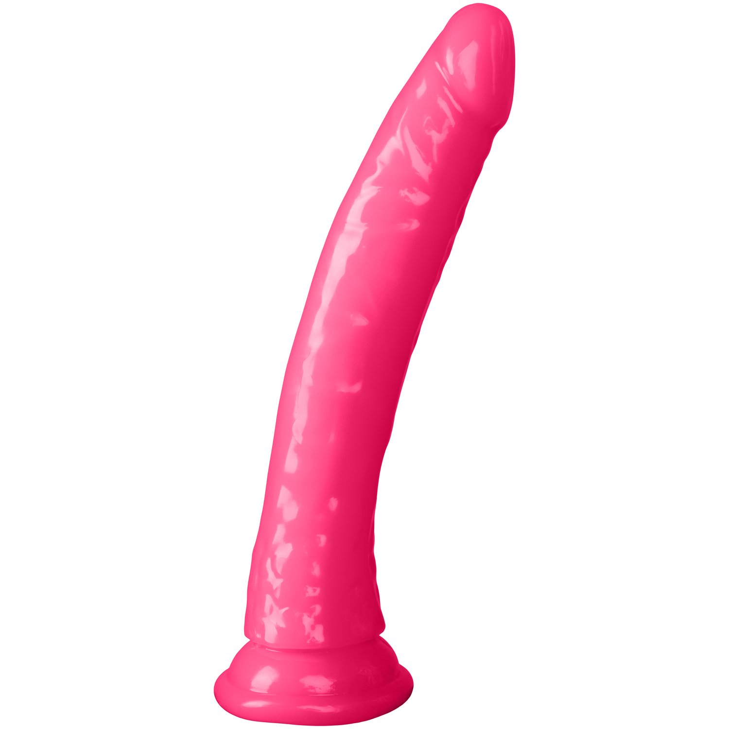 RealRock Glow in the Dark Slim Dildo med Sugekop 25 cm - Pink