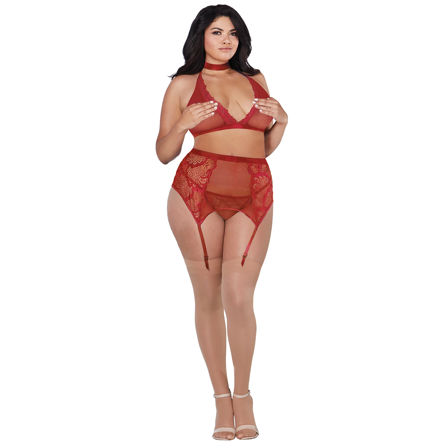 Dreamgirl Plus Size Ensemble en Dentelle 4 Pièces var 1