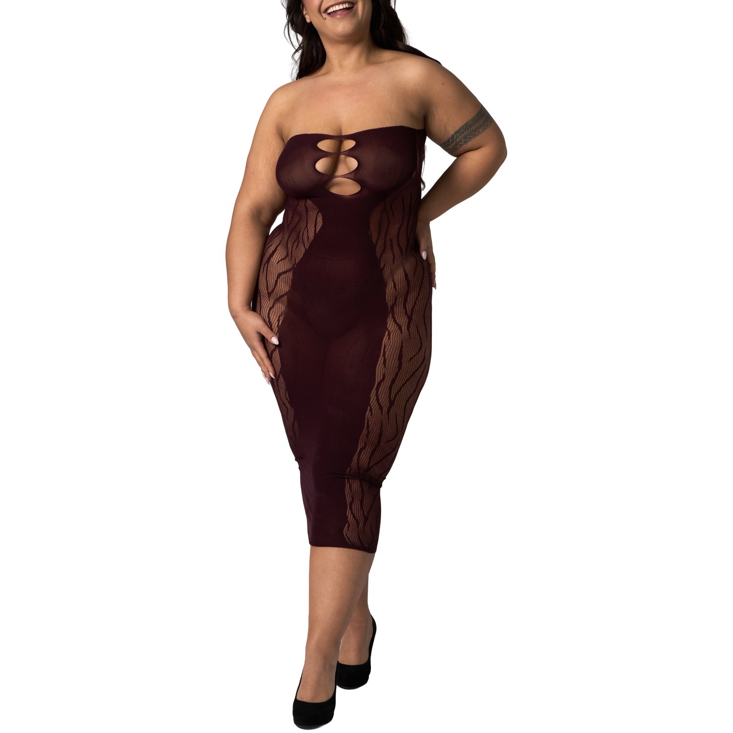 NORTIE Edda Lang Bordeaux Tubekjole - Red - Plus size NORTIE Edda Lang Bordeaux Tubekjole - Red - Plus size