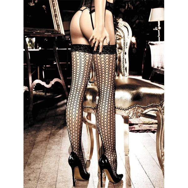 Baci Selvsiddende Netstrømper Sort 1