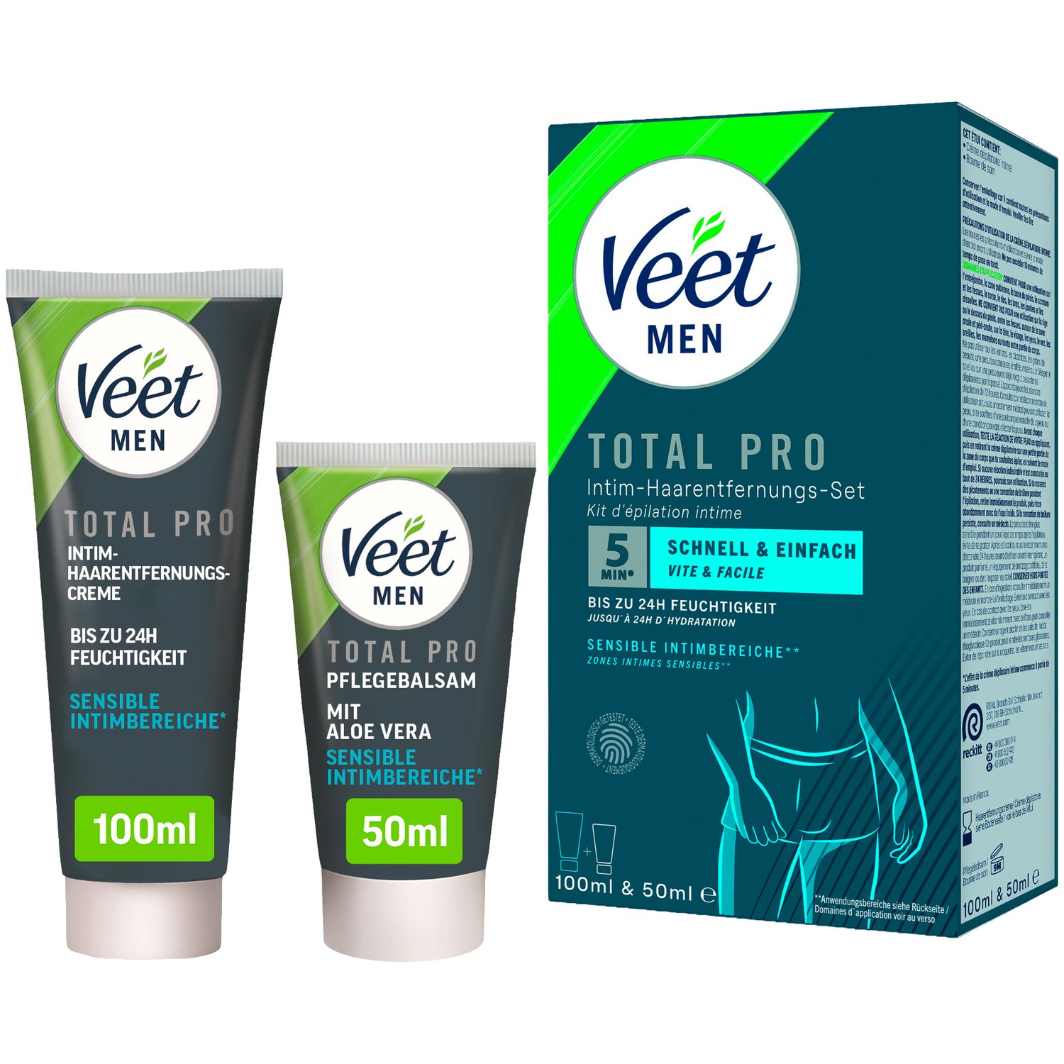 Veet Men Total Pro Intim Hårfjerningssæt     - Hvid