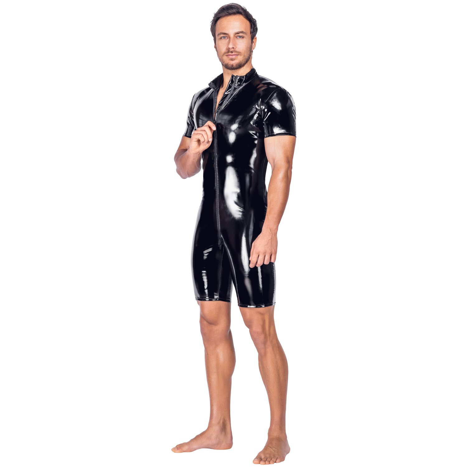 Black Level Kort Vinyl Jumpsuit til Mænd - Sort - L