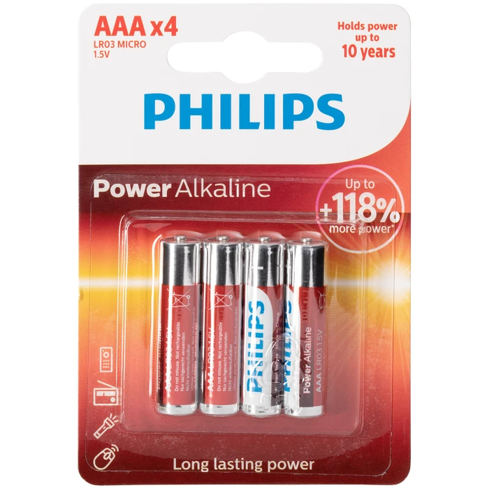 Philips LR03 AAA Alkaline Batterijen 4 Stuks var 1