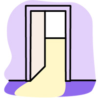 Illustration av en öppen dörr