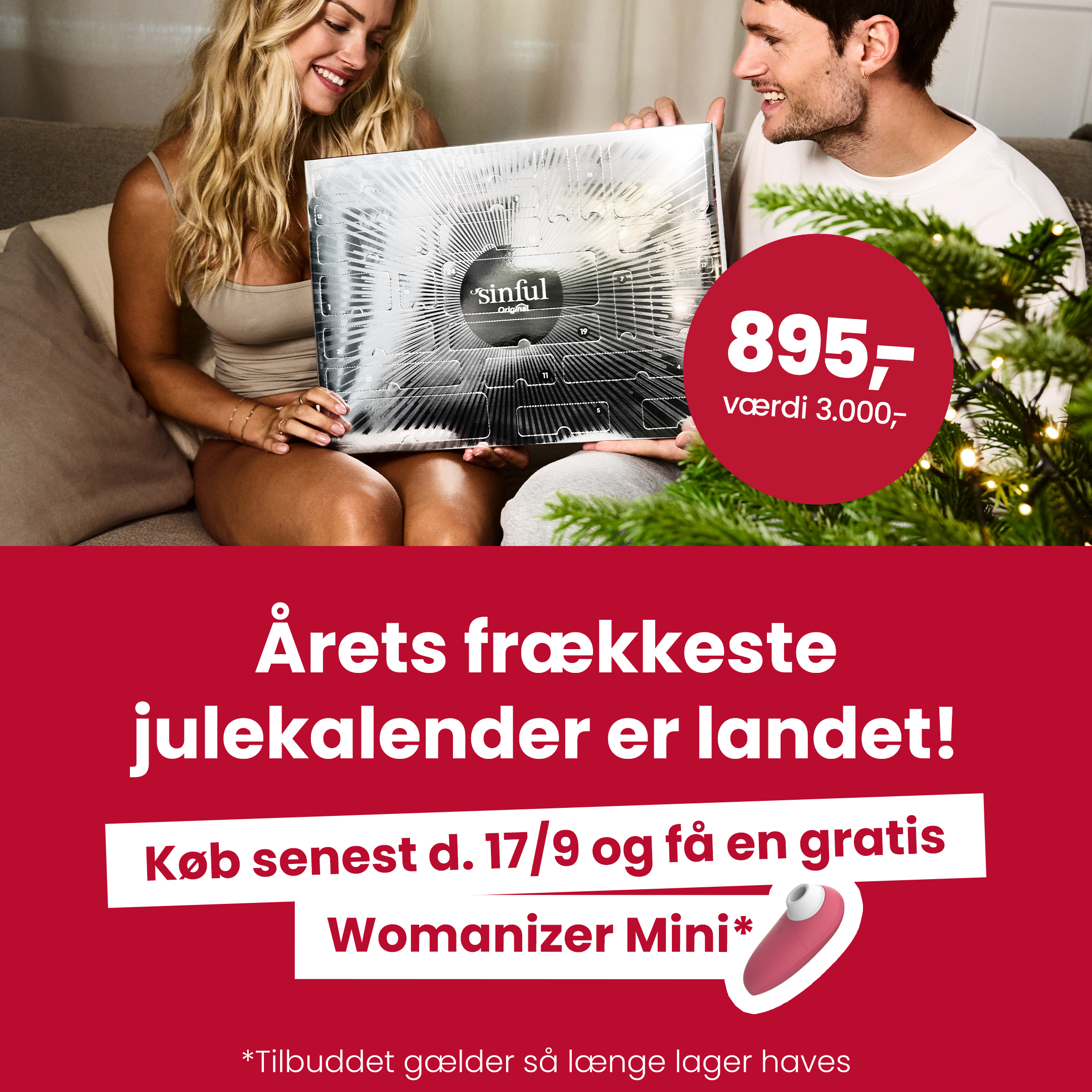 Årets frækkeste julekalender er landet! Køb senest d 17/9 og få en gratis Womanizer Mini* *Tilbuddet gælder så længe lager haves mobile