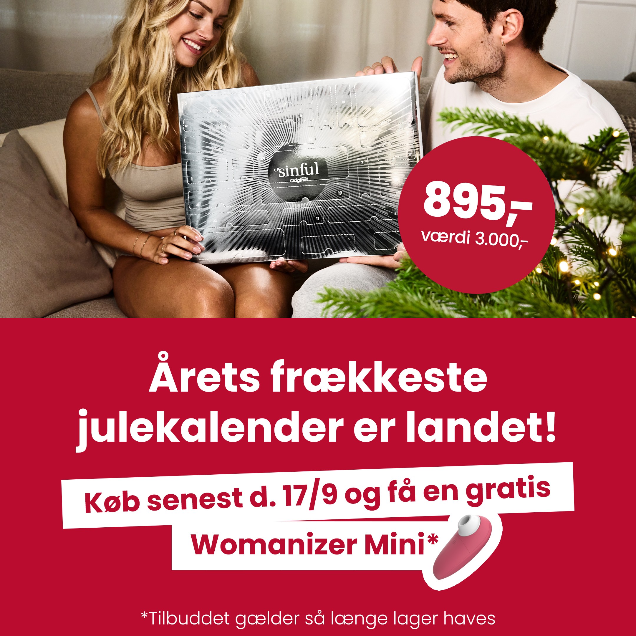 Årets frækkeste julekalender er landet! Køb senest d 17/9 og få en gratis Womanizer Mini* *Tilbuddet gælder så længe lager haves mobile