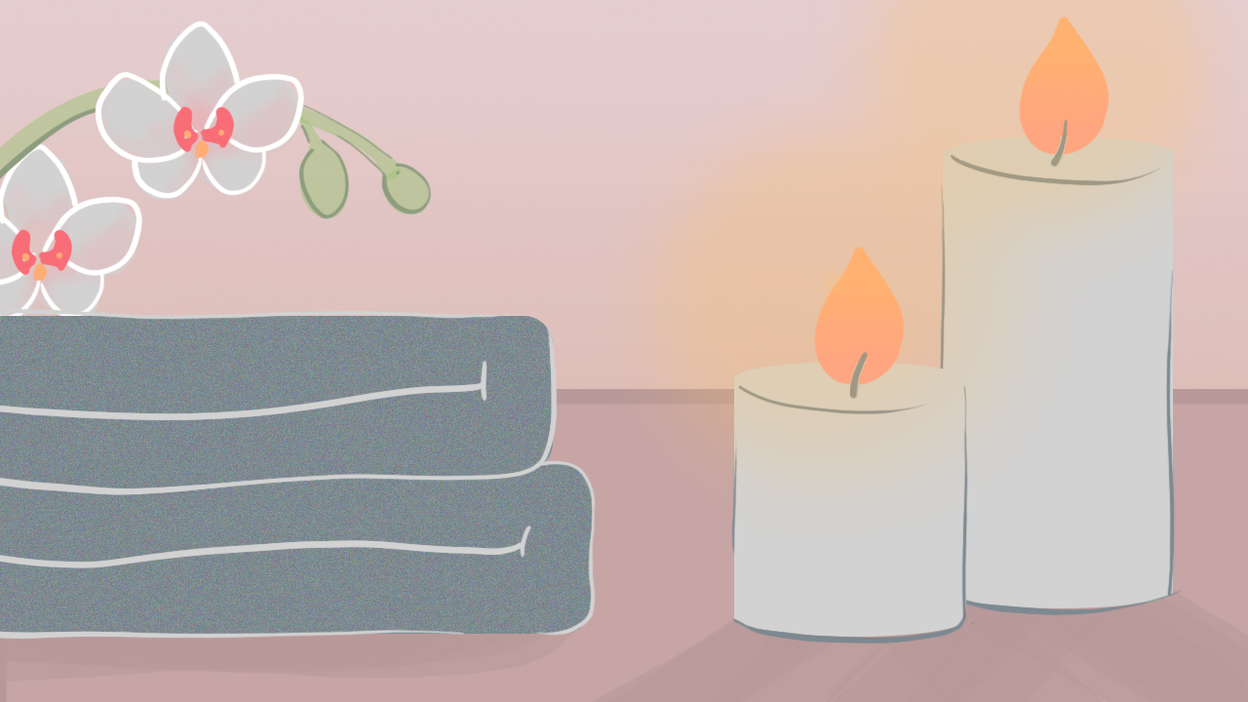 Illustration of two candles and two towels