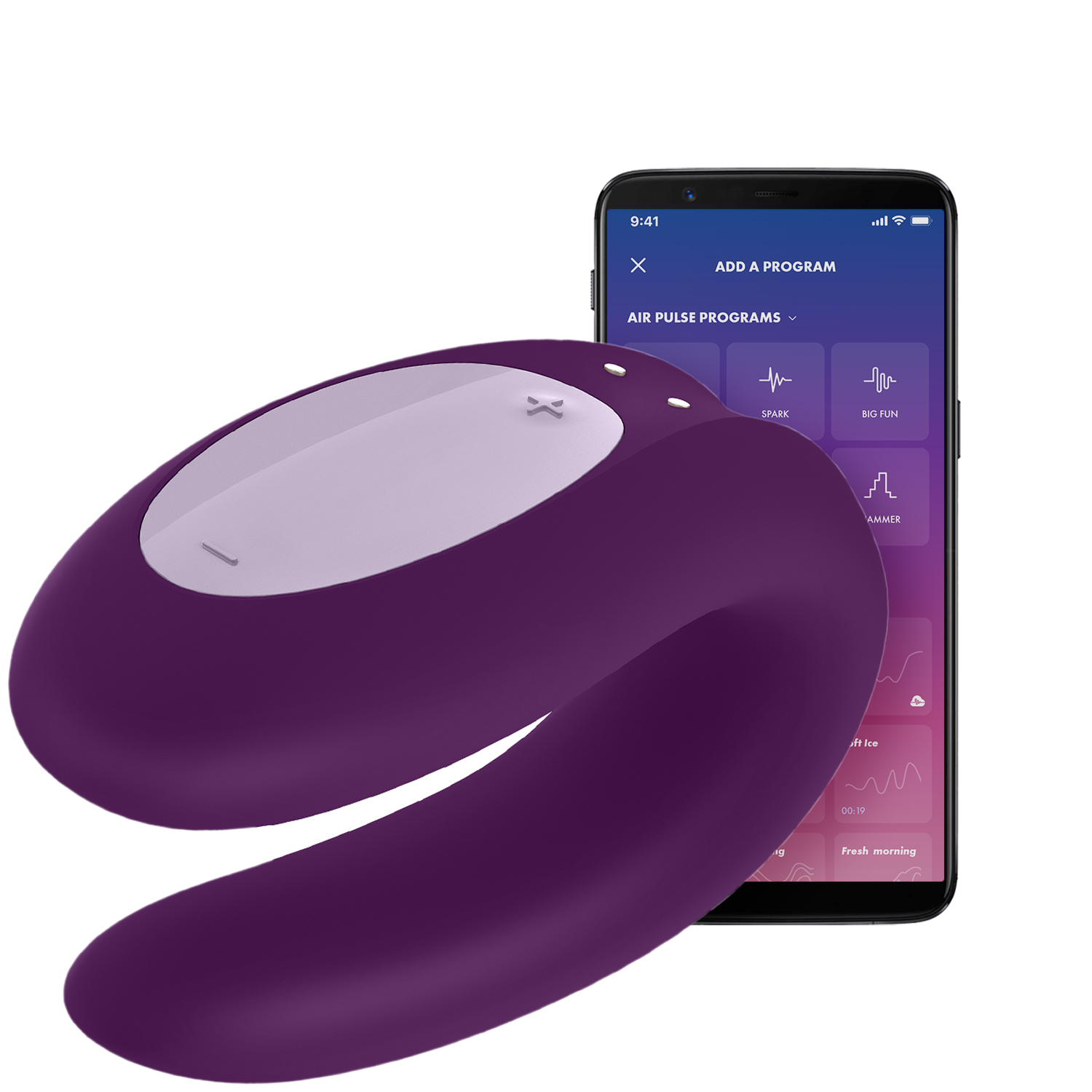 Satisfyer Double Joy App-Styret Par Vibrator - Purple thumbnail