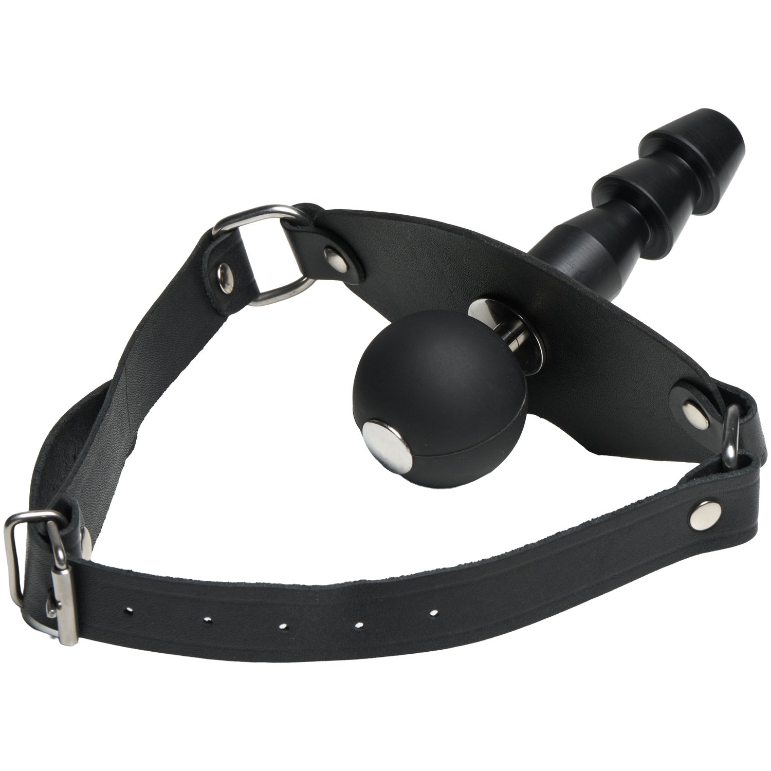 Black Label Ball Gag med Dildoadapter - Black