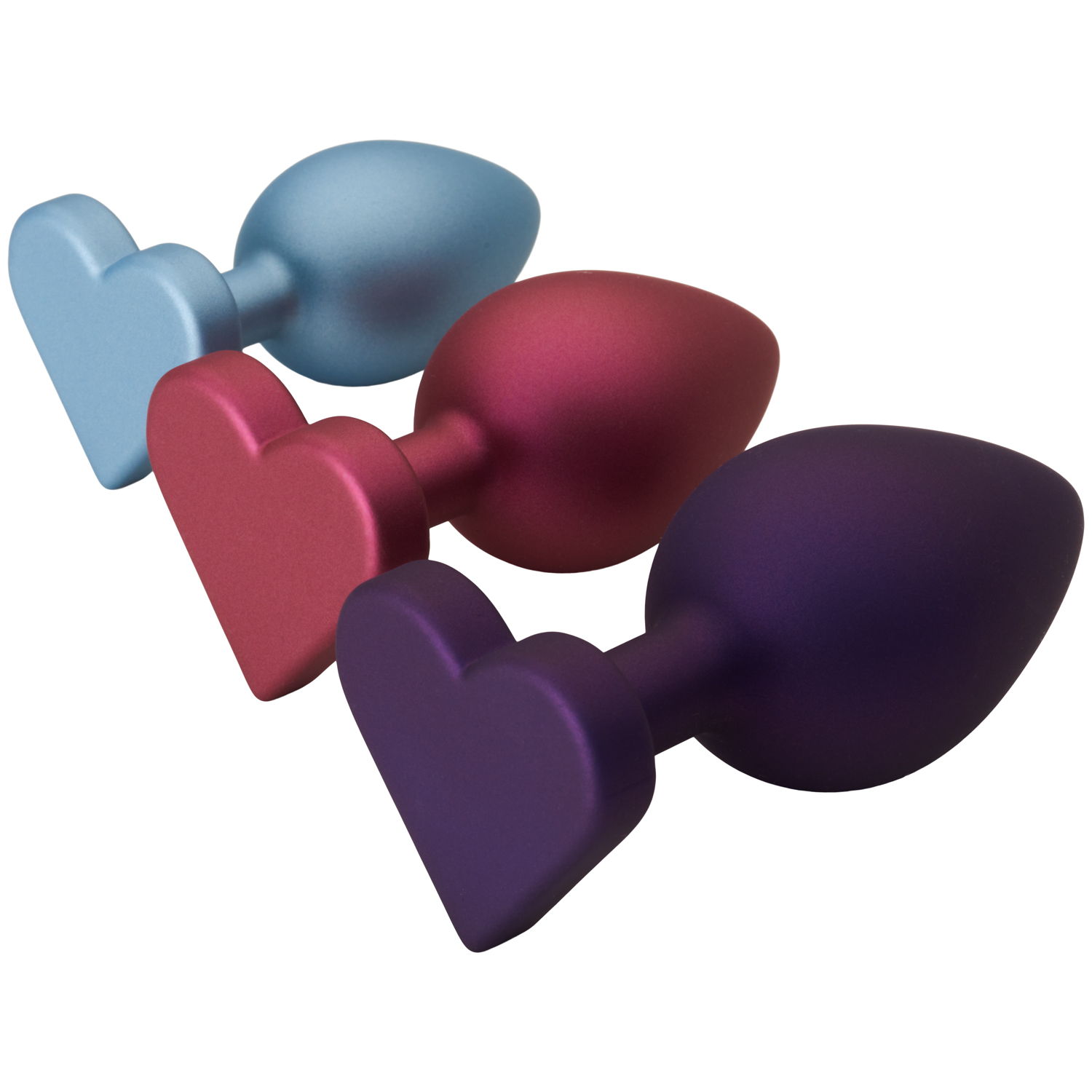 baseks Shimmering Hjerteformet Buttplug Sæt      - Lilla