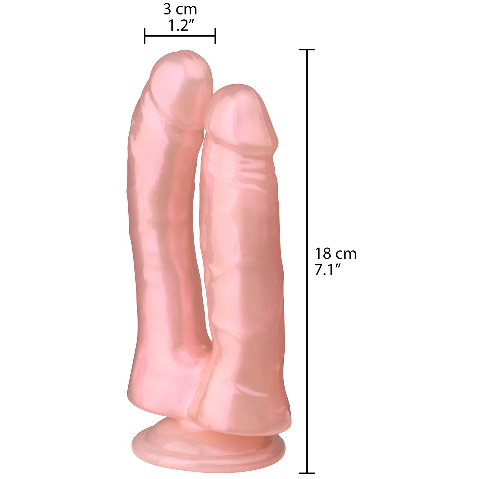 Baseks Pink Perlemors Dobbelt Dildo med sugekop 34,5 cm var 2