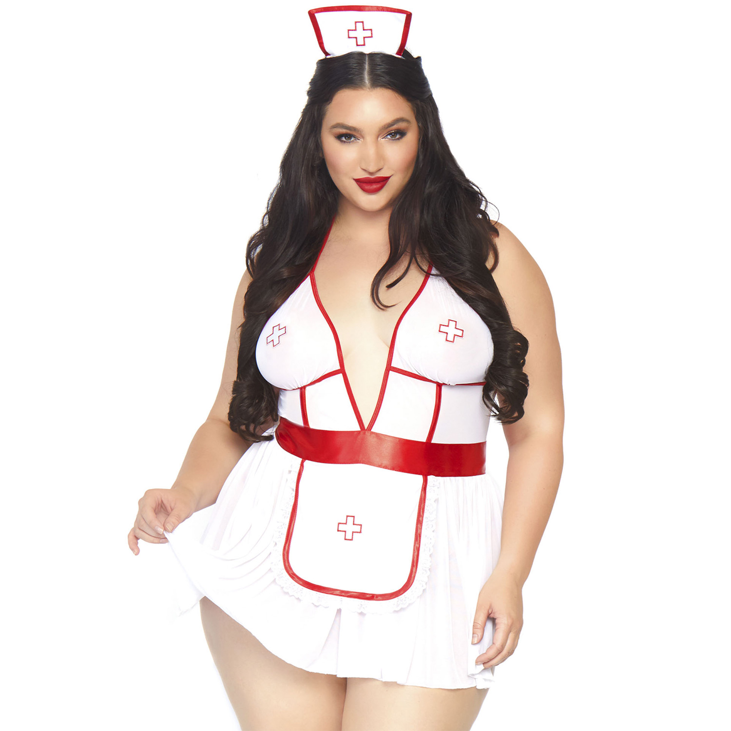 Leg Avenue Sygeplejerske Kostume Plus Size - Hvid - Plus size thumbnail