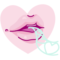 Illustrasjon av en munn inni et hjerte