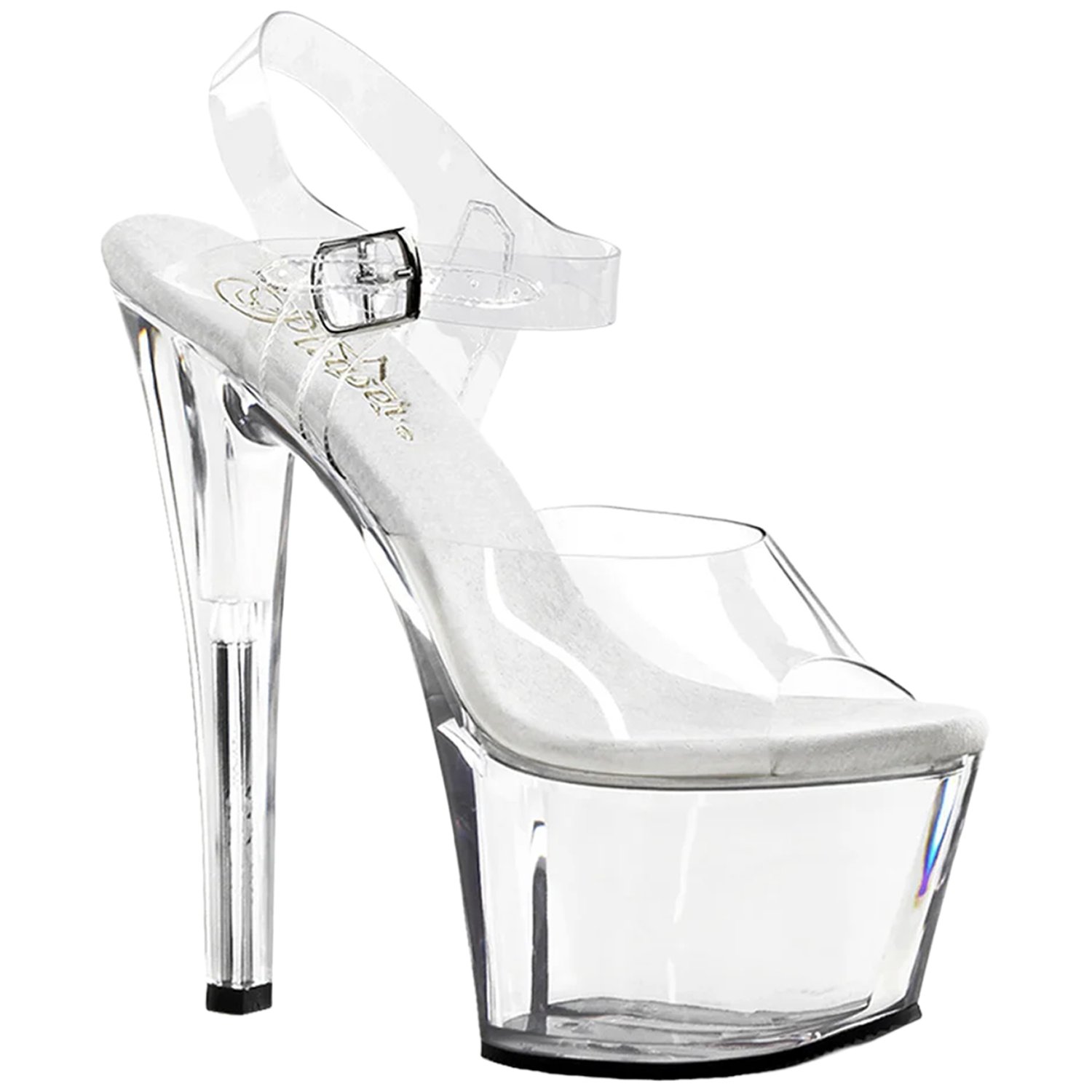 Pleaser SKY-308 Sandaler med Ankelrem och Platåsula    - Clear - 39