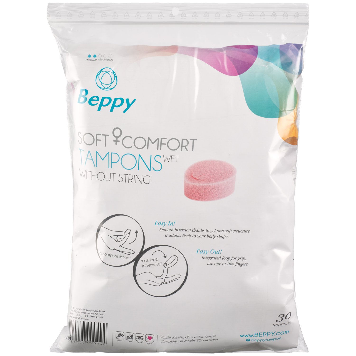 Beppy Soft + Comfort Tampons Wet 30 pcs   - Ljusrosa