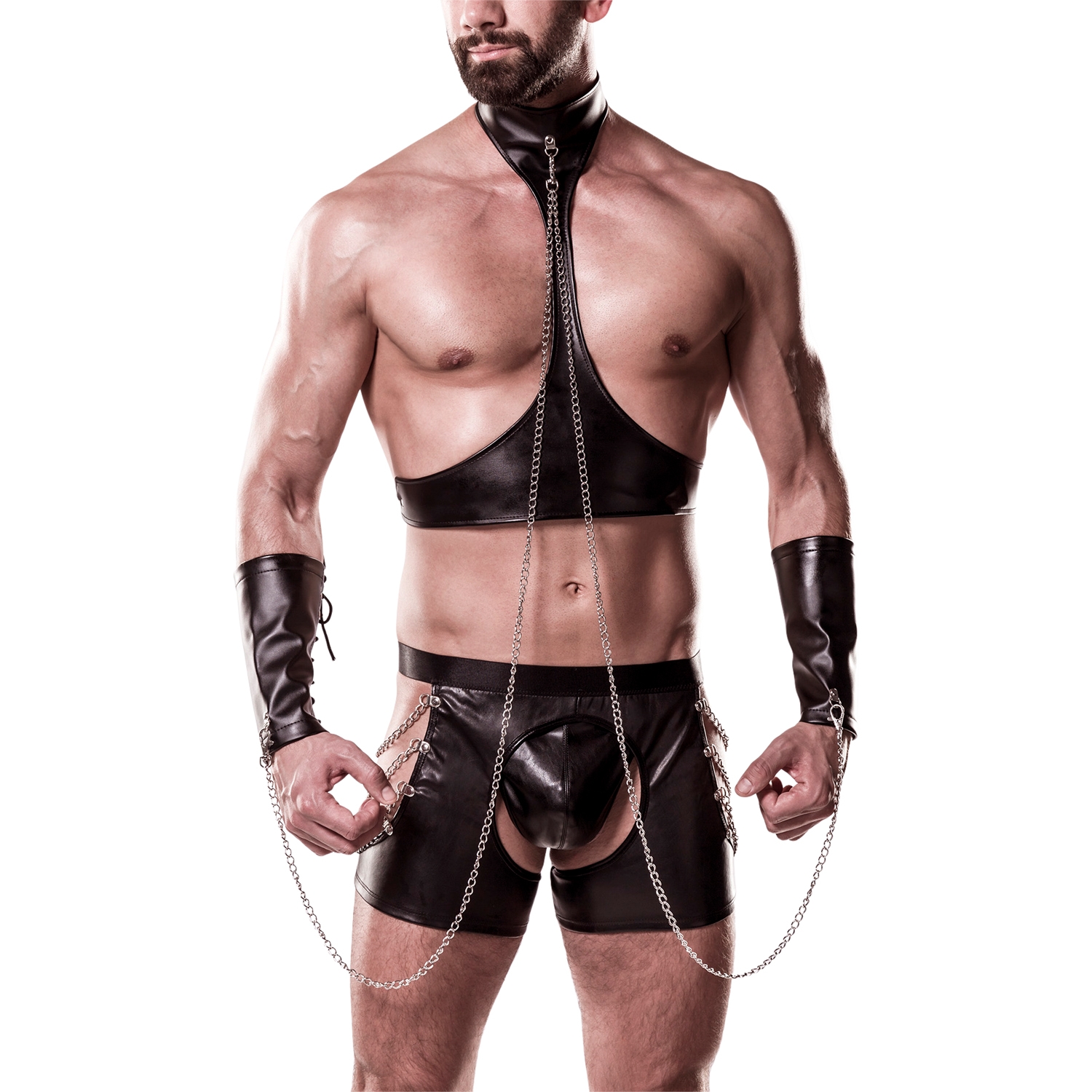 Grey Velvet Grey Velvet Men Wetlook Bondagesett med Chaps - Svart - S/M