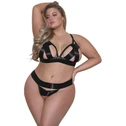 Magic Silk Exposed Svart BH och grenlös Trosa Set Plus Size var 1