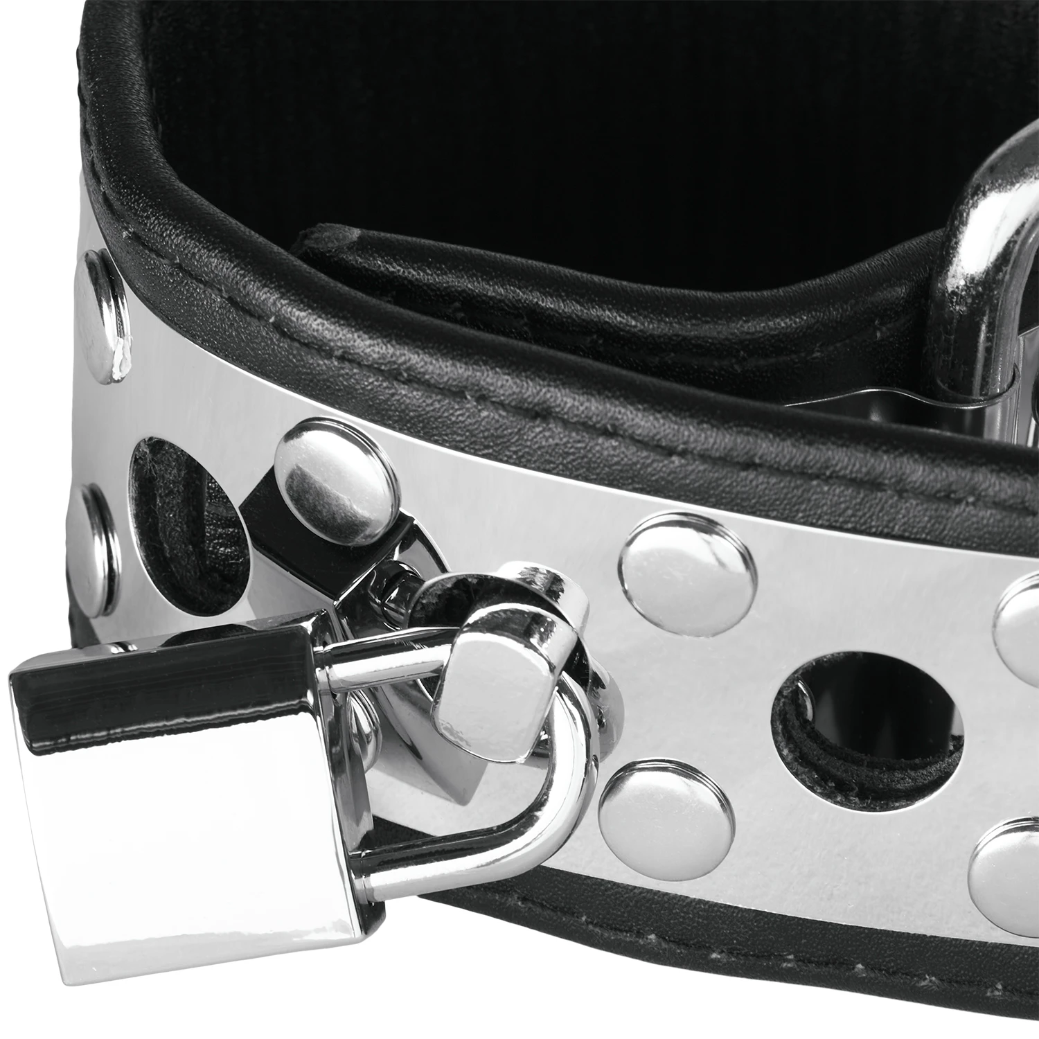 Rimba Handgelenkmanschetten aus Leder und Metall mit Vorhängeschloss 1