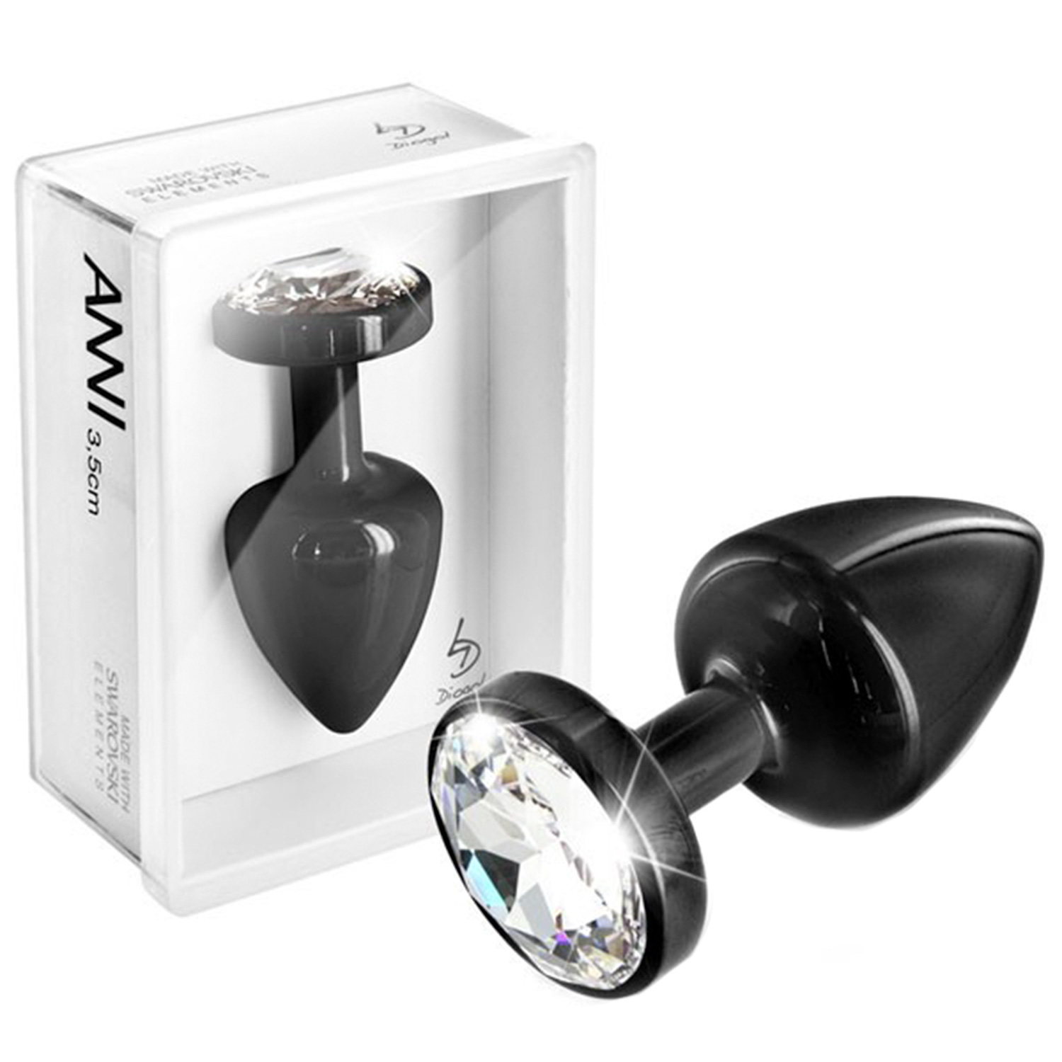 Diogol Anni Black T3 Crystal Butt Plug 35 mm 1