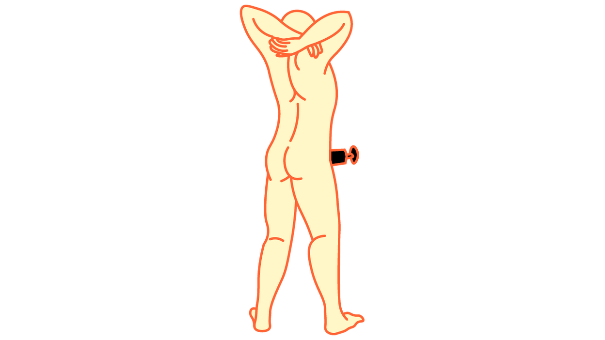 Illustration of a person masturbating handsfree