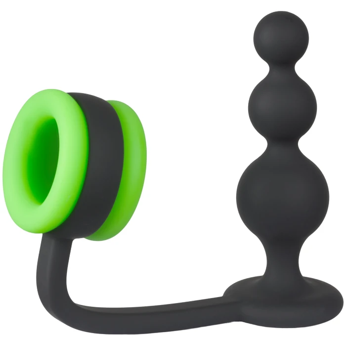 Ouch! Glow in the Dark Beaded Buttplug met Cockring var 1