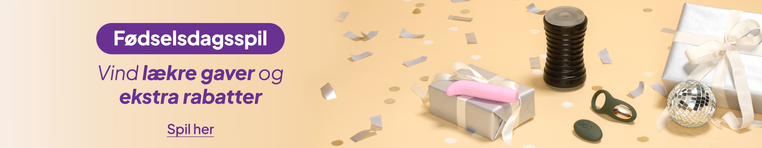 Fødselsdagsspil. Vind lækre gaver og ekstra rabatter. desktop
