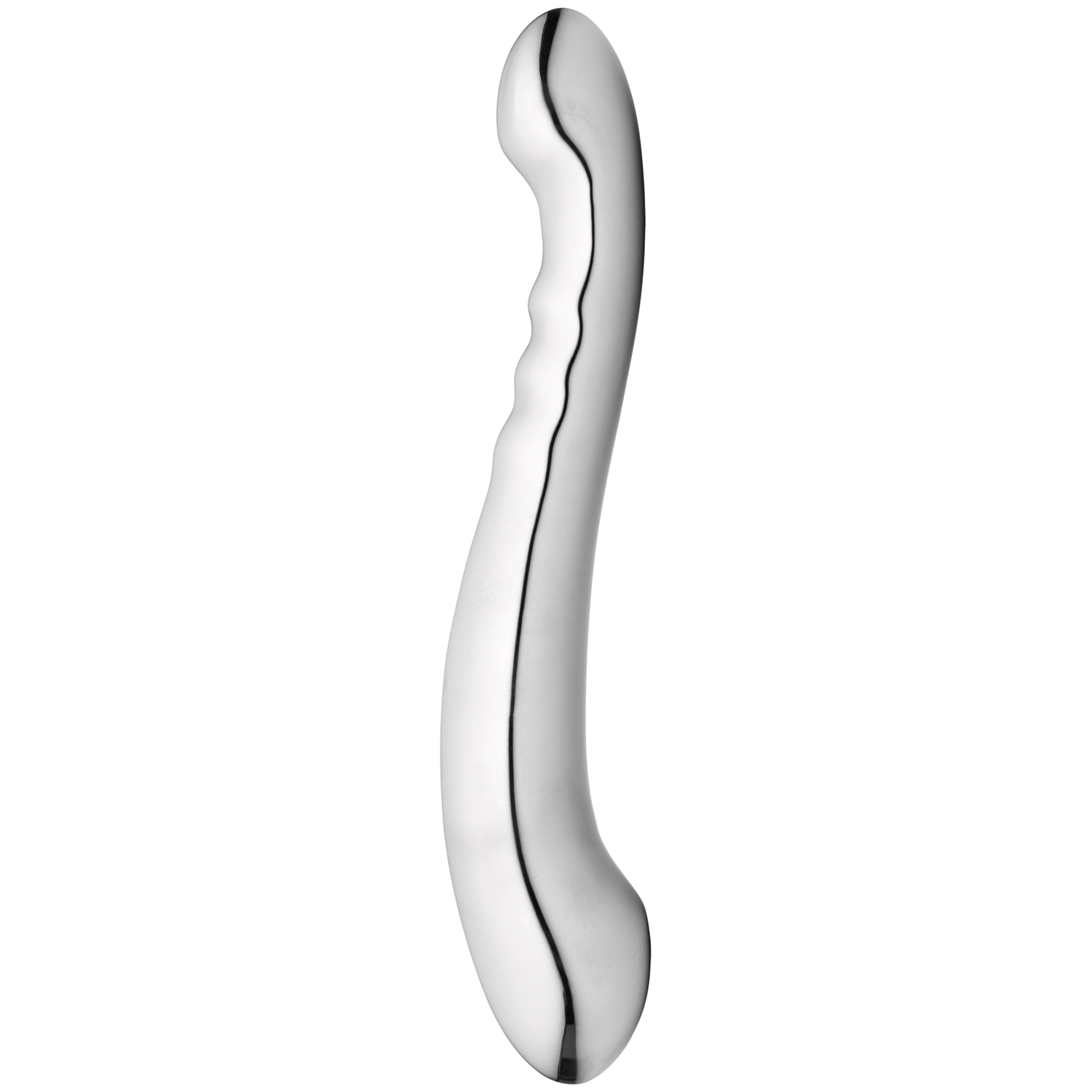 Sinful Ribbed Steel Dildo - Silver