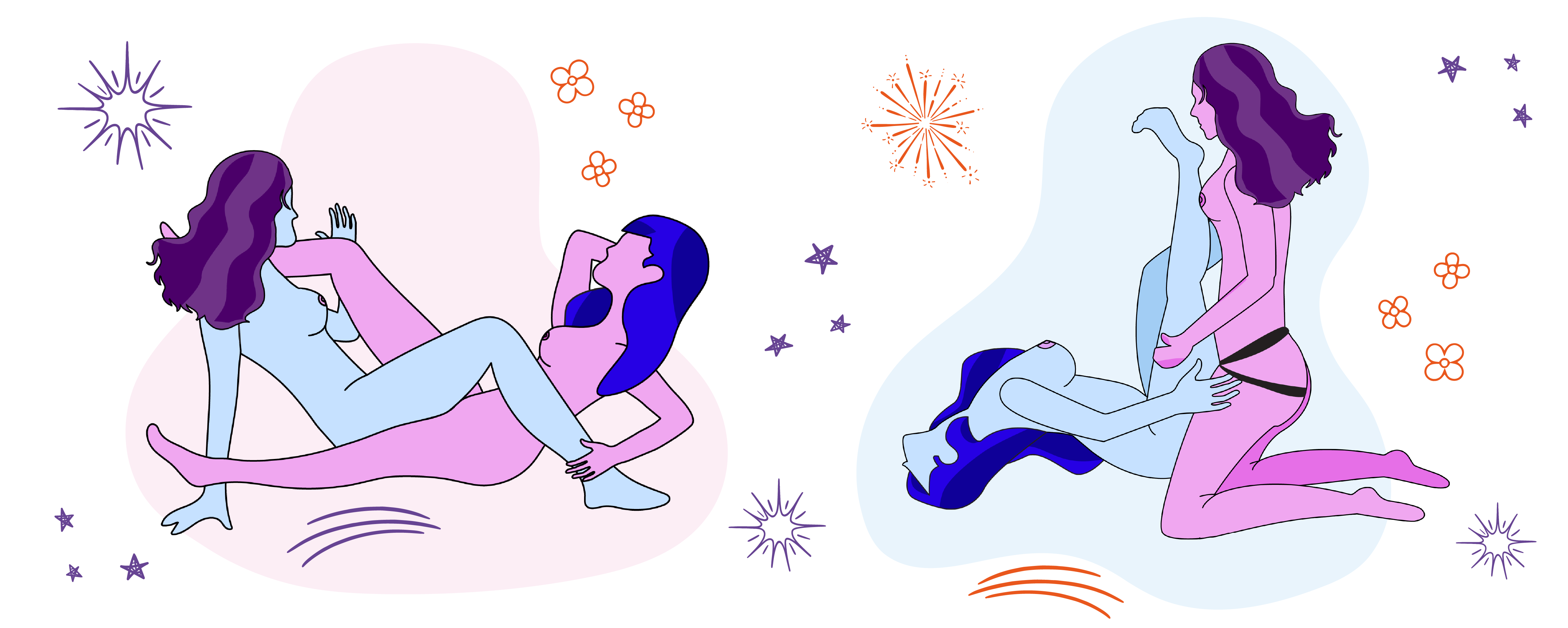 Collage of lesbian sex positions
