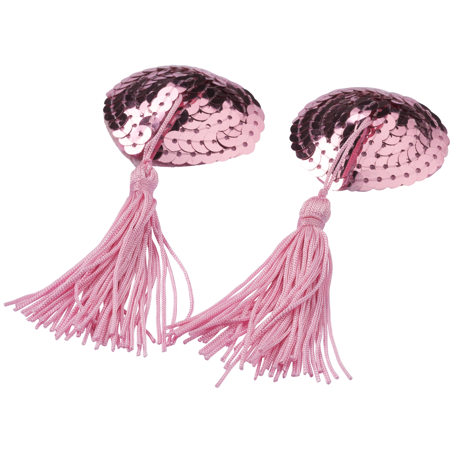 baseks Hjerteformede Lyserøde Nipple Covers med Kvaster - Pink thumbnail