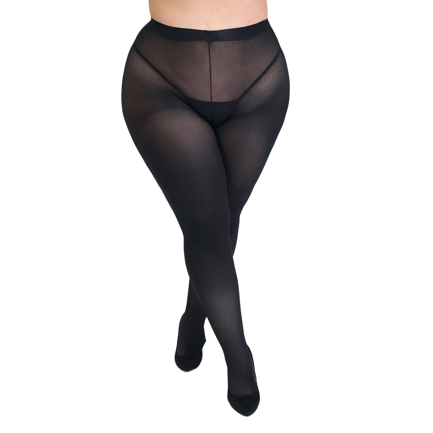 Fifty Shades Of Grey Captivate Plus Size Spanking Tights - Black - Plus size thumbnail