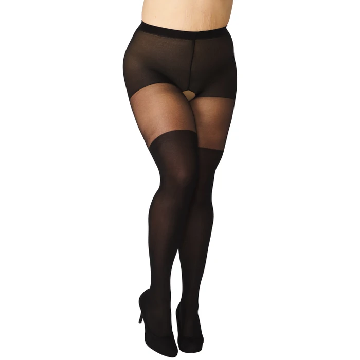 NORTIE Kvan Crotchless Stockings With Bow Details Plus Size var 1