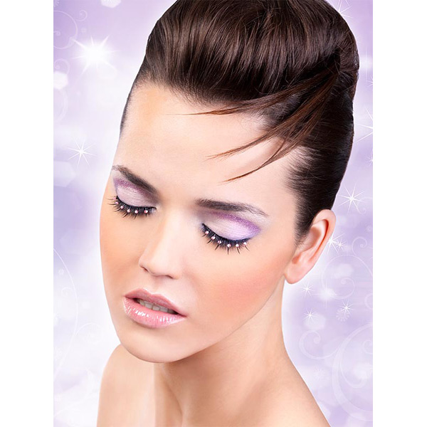 Baci Glamour Kunstige Øjenvipper med Sten Sort-Lyserød var 1