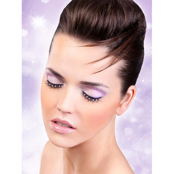 Baci Glamour Kunstige Øjenvipper med Sten Sort-Lyserød var 1