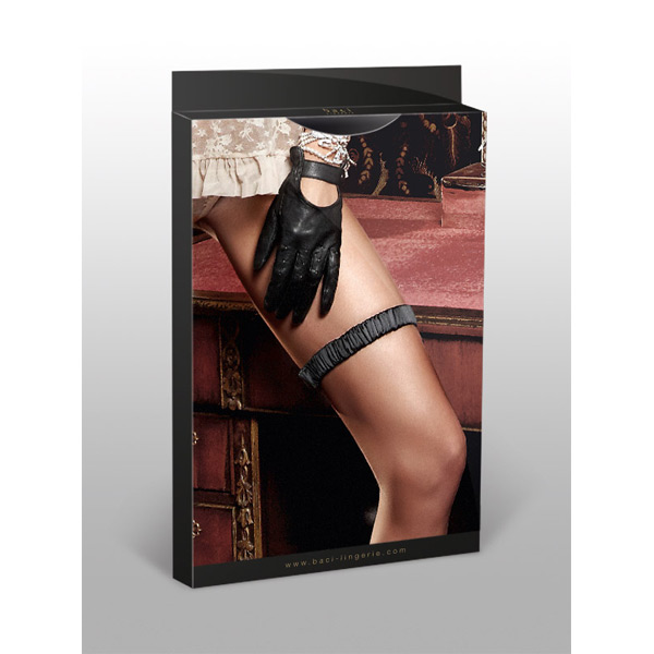 Baci Strømpebånd Satin Sort 1