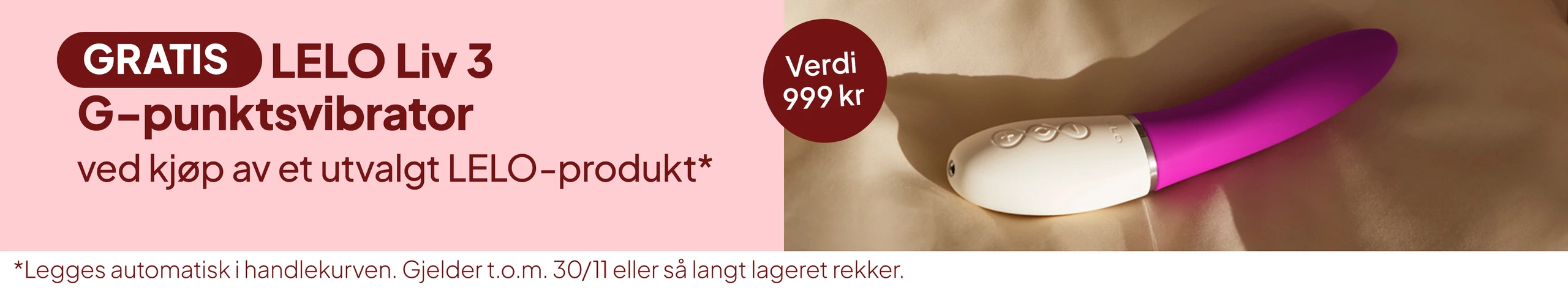 Gratis LELO Liv 3 G-punktsvibrator ved kjøp av et utvalgt LELO-produkt